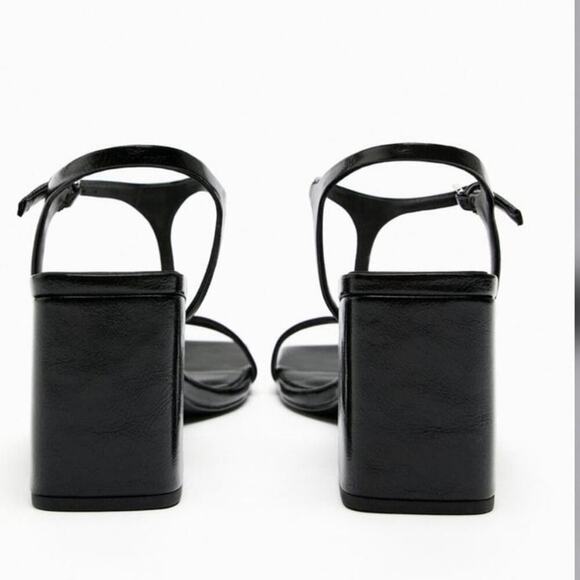 Zara Black BLOCK HEEL SANDALS Size 7.5 US - Picture 8 of 14